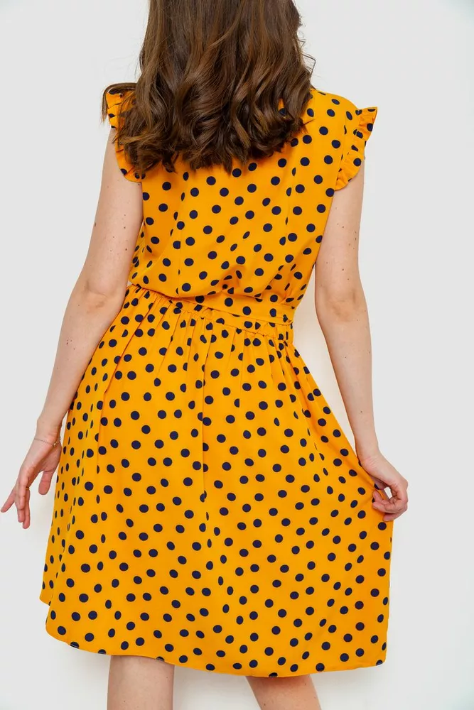 Купити Сукня у горох, колір темно-жовтий, 230R007-6 - Фото №4