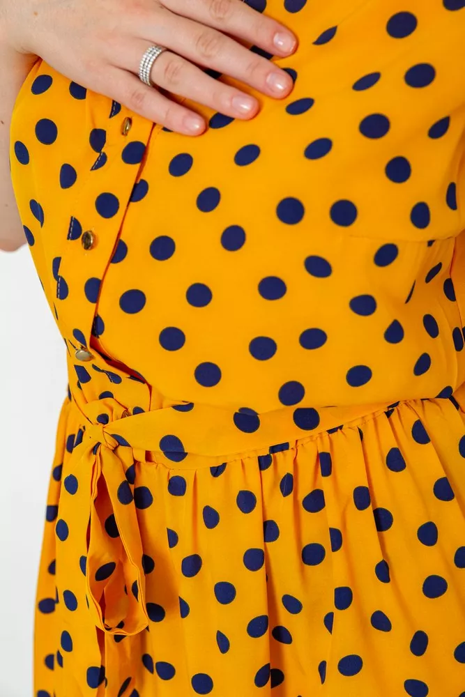 Купити Сукня у горох, колір темно-жовтий, 230R007-6 - Фото №5