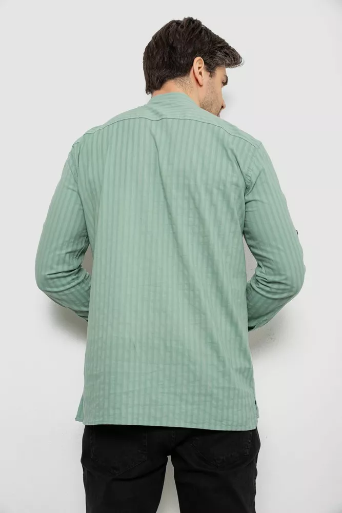 Купити Сорочка чоловіча однотонна з принтом, колір оливковий, 186R2077 - Фото №4