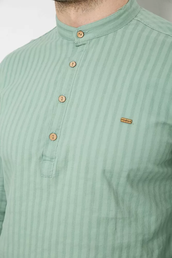 Купити Сорочка чоловіча однотонна з принтом, колір оливковий, 186R2077 - Фото №5