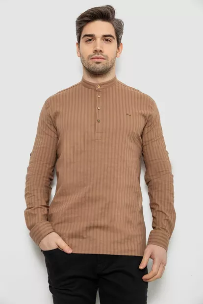 Рубашка мужская однотонная с принтом, цвет бежевый, 186R2077