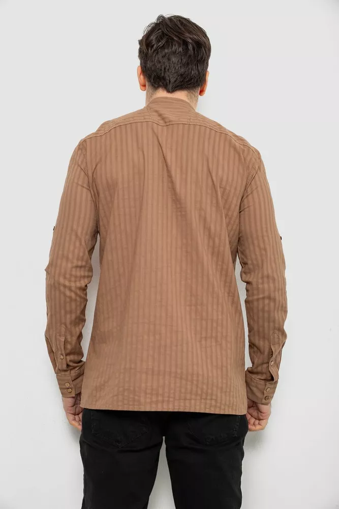 Купити Сорочка чоловіча однотонна з принтом, колір бежевий, 186R2077 - Фото №4