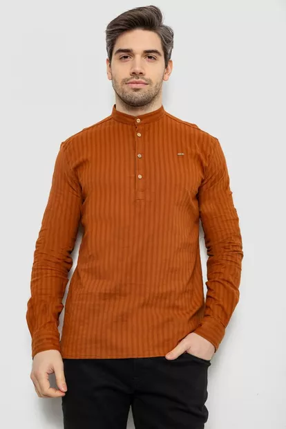 Рубашка мужская однотонная с принтом, цвет коричневый, 186R2077