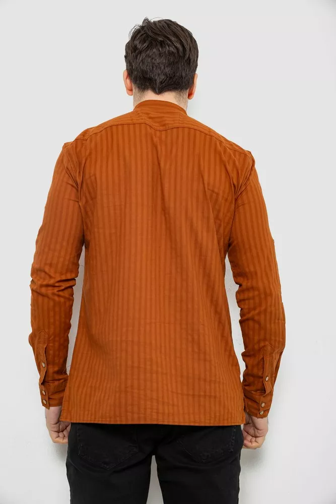 Купити Сорочка чоловіча однотонна з принтом, колір коричневий, 186R2077 - Фото №4