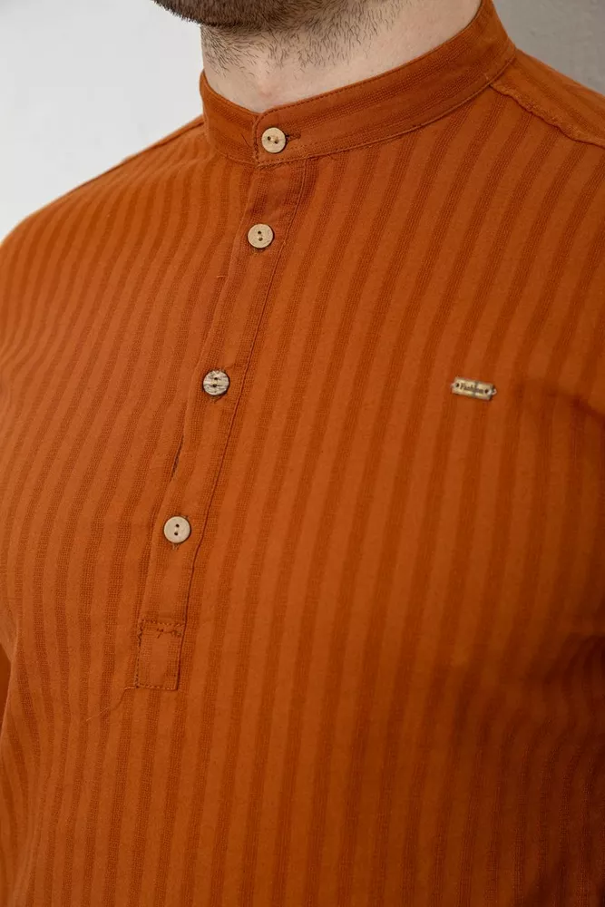 Купити Сорочка чоловіча однотонна з принтом, колір коричневий, 186R2077 - Фото №5