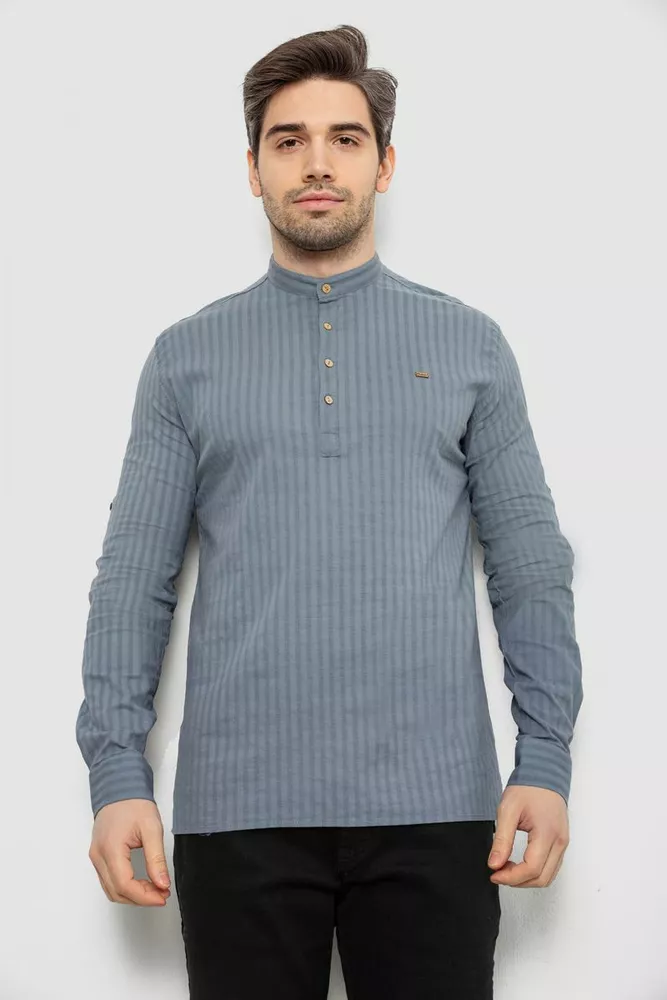 Купити Сорочка чоловіча однотонна з принтом, колір сірий, 186R2077 - Фото №1