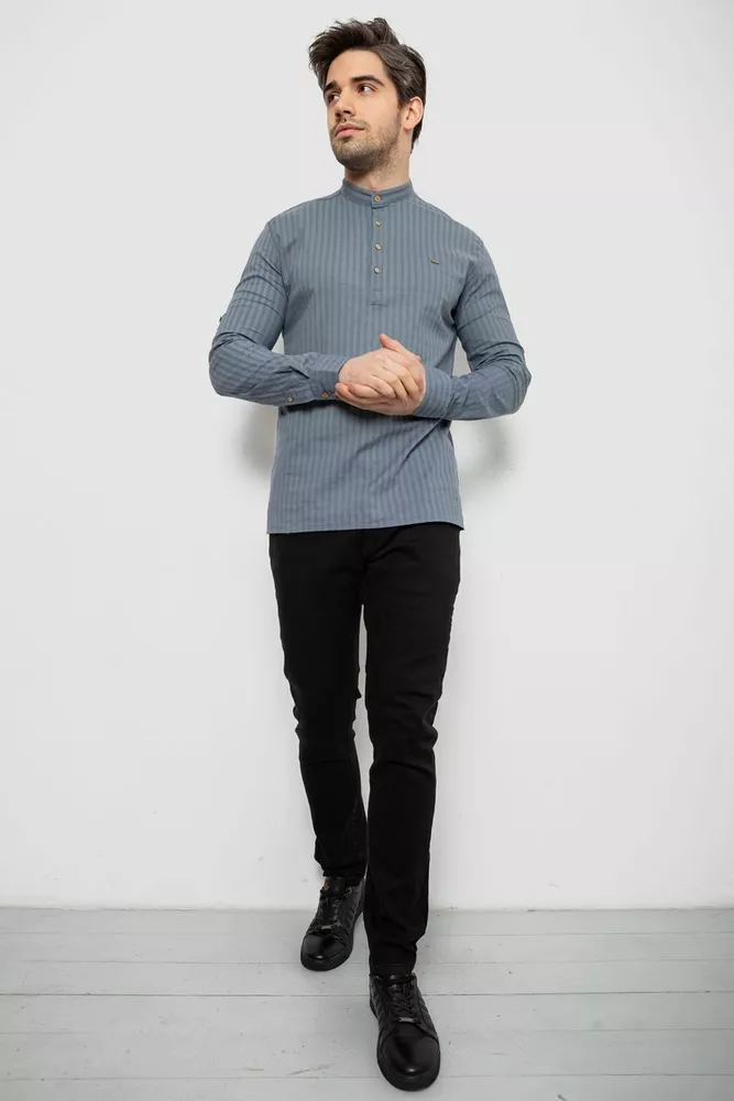 Купити Сорочка чоловіча однотонна з принтом, колір сірий, 186R2077 - Фото №2