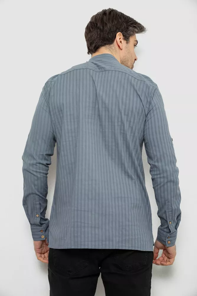 Купити Сорочка чоловіча однотонна з принтом, колір сірий, 186R2077 - Фото №4