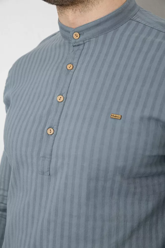 Купити Сорочка чоловіча однотонна з принтом, колір сірий, 186R2077 - Фото №5