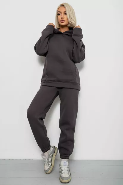 Спортивный костюм женский на флисе, цвет темно-серый, 247R2012