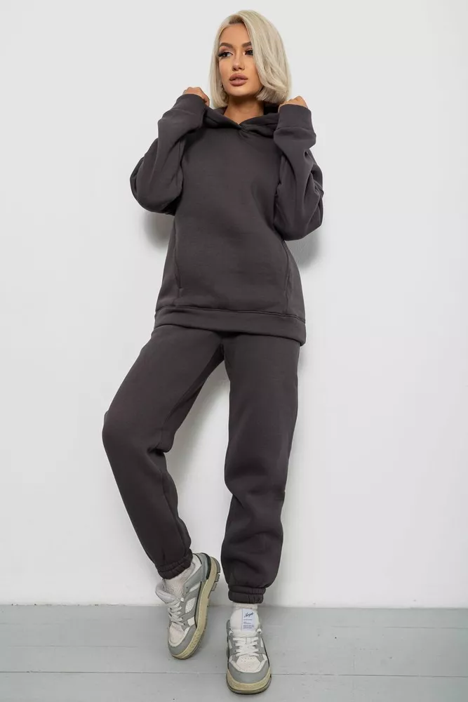 Купить Спортивный костюм женский на флисе, цвет темно-серый, 247R2012 - Фото №1