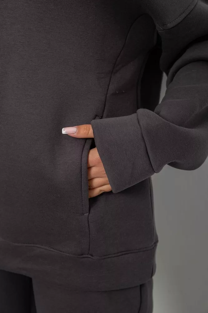 Купить Спортивный костюм женский на флисе, цвет темно-серый, 247R2012 - Фото №5