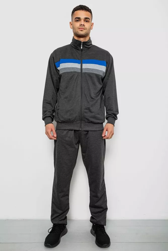 Купити Спортивний костюм чоловічий двонитка, колір темно-сірий, 244RY-951 - Фото №1