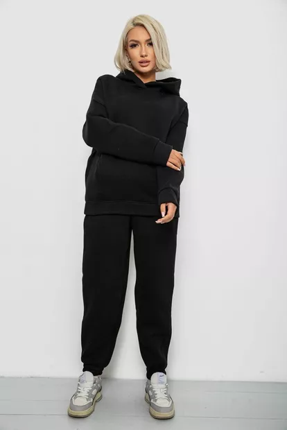 Спортивный костюм женский на флисе, цвет черный, 247R2012