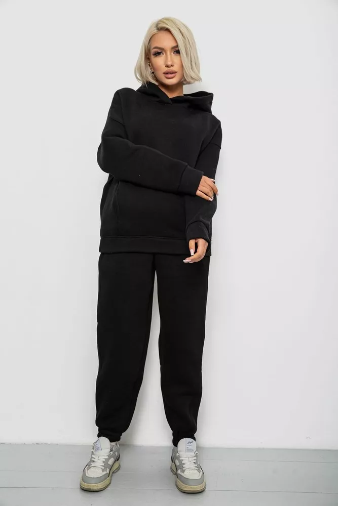 Купить Спортивный костюм женский на флисе, цвет черный, 247R2012 - Фото №1