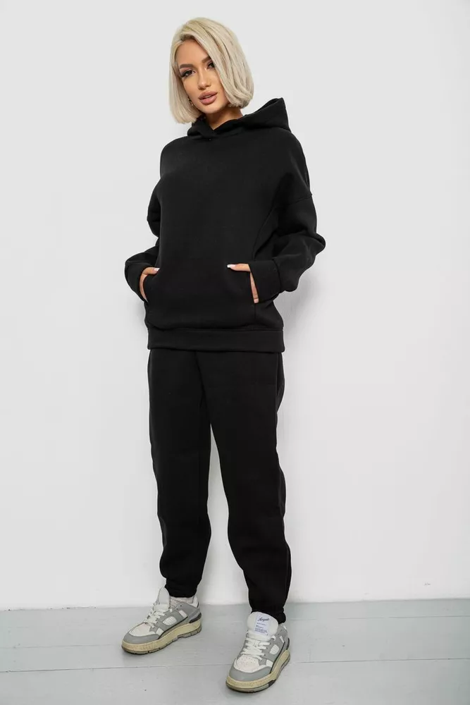 Купить Спортивный костюм женский на флисе, цвет черный, 247R2012 - Фото №3