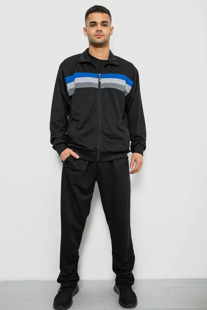 Спортивний костюм чоловічий двонитка, колір чорний, 244RY-951