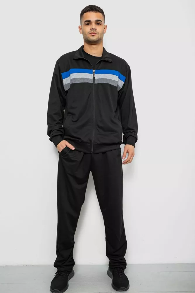 Купить Спортивный костюм мужской двухнитка, цвет черный, 244RY-951 - Фото №1