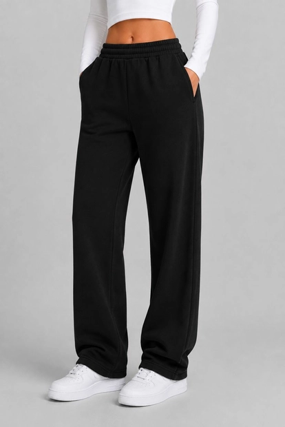 Спортивные штаны женские однотонные, цвет черный, 257R650