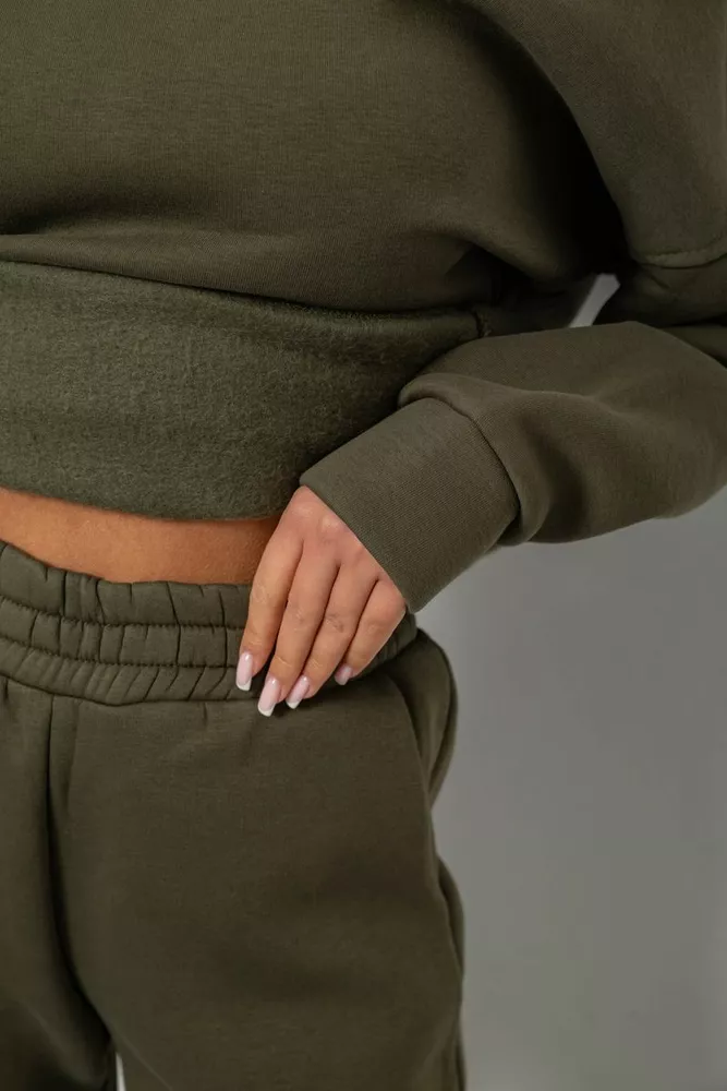 Купить Спортивный костюм женский на флисе, цвет хаки, 247R2012 - Фото №6