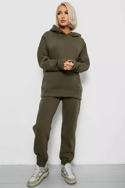 Спортивный костюм женский на флисе, цвет хаки, 247R2012