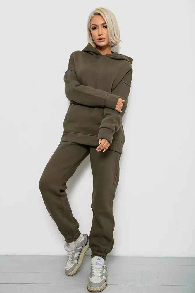 Купить Спортивный костюм женский на флисе, цвет хаки, 247R2012 - Фото №3