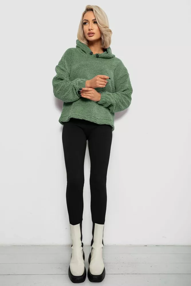 Купить Худи женский однотонный с капюшоном, цвет хаки, 257R14 оптом - Фото №2