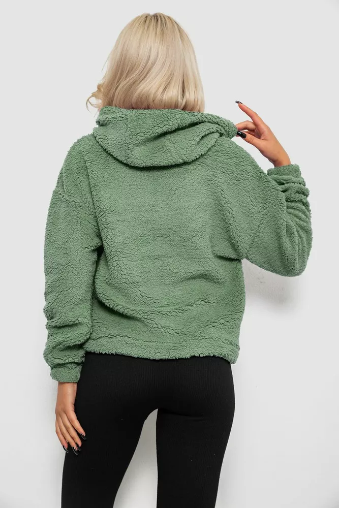 Купить Худи женский однотонный с капюшоном, цвет хаки, 257R14 оптом - Фото №4