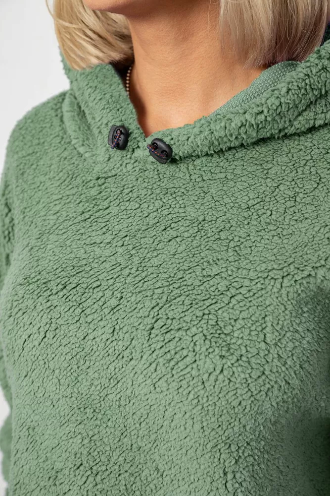 Купить Худи женский однотонный с капюшоном, цвет хаки, 257R14 оптом - Фото №5