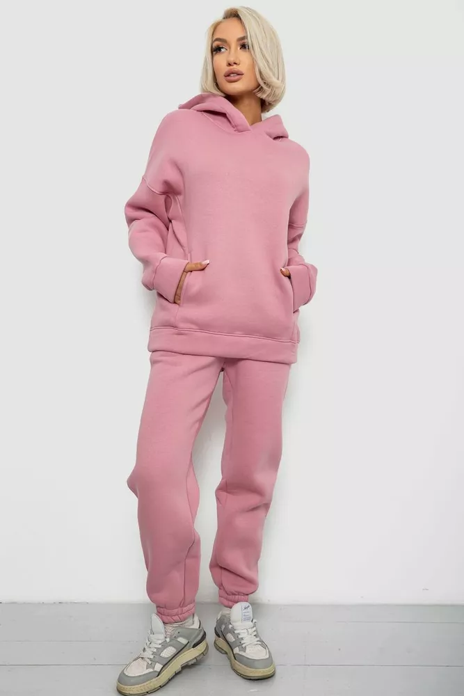 Купить Спортивный костюм женский на флисе, цвет пудровый, 247R2012 - Фото №1