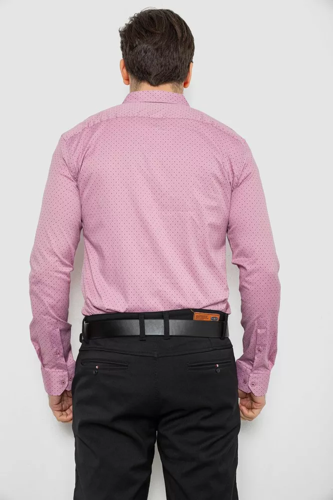 Купить Рубашка мужская однотонная с принтом, цвет пудровый, 186R2114 - Фото №4