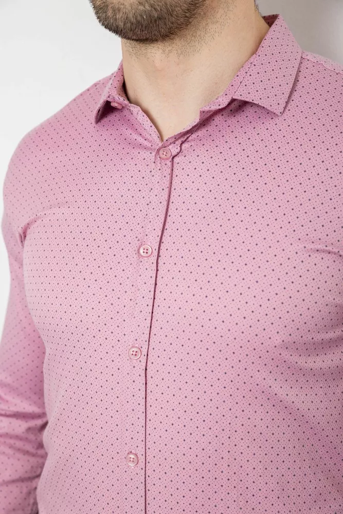 Купить Рубашка мужская однотонная с принтом, цвет пудровый, 186R2114 - Фото №5
