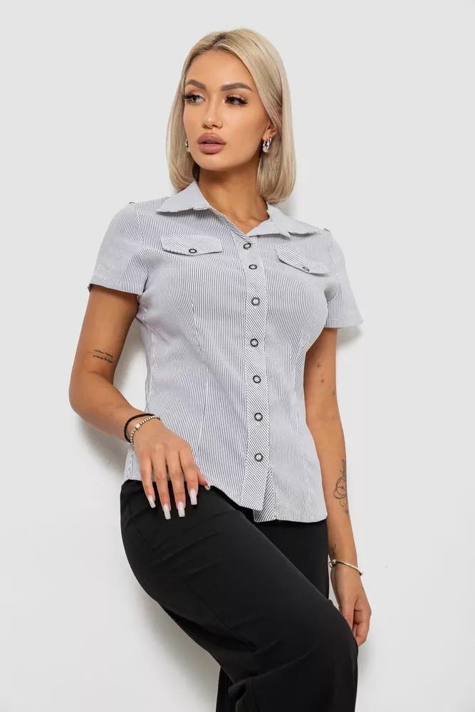 Купить Рубашка классическая в полоску  -уценка, цвет серо-белый, 230R667-U-96 оптом - Фото №3