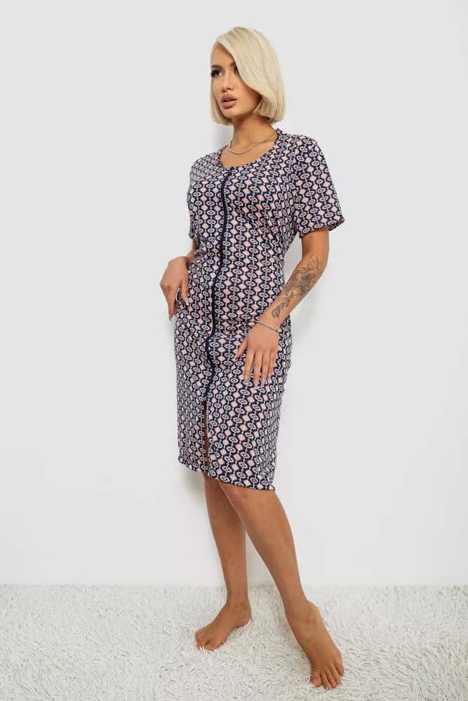 Купить Халат женский на молнии с принтом, цвет сине-пудровый, 257R1030-8 - Фото №3