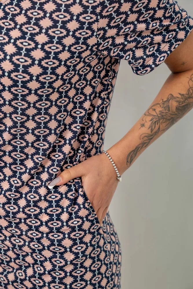 Купить Халат женский на молнии с принтом, цвет сине-пудровый, 257R1030-8 - Фото №6