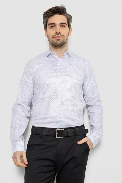 Сорочка чоловіча однотонна з принтом, колір білий, 186R2114