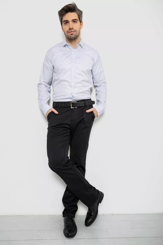 Купить Рубашка мужская однотонная с принтом, цвет белый, 186R2114 - Фото №2