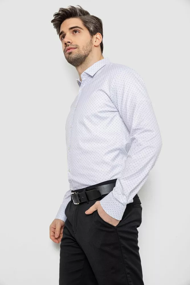 Купить Рубашка мужская однотонная с принтом, цвет белый, 186R2114 - Фото №3