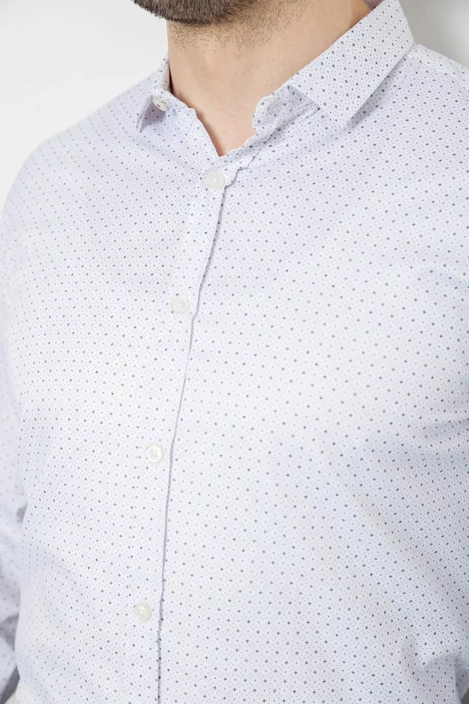 Купить Рубашка мужская однотонная с принтом, цвет белый, 186R2114 - Фото №5