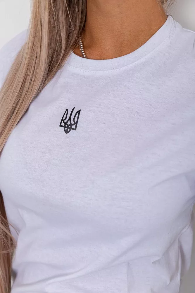 Купити Футболка жіноча з принтом патріотична, колір білий, 238R01658 - Фото №5