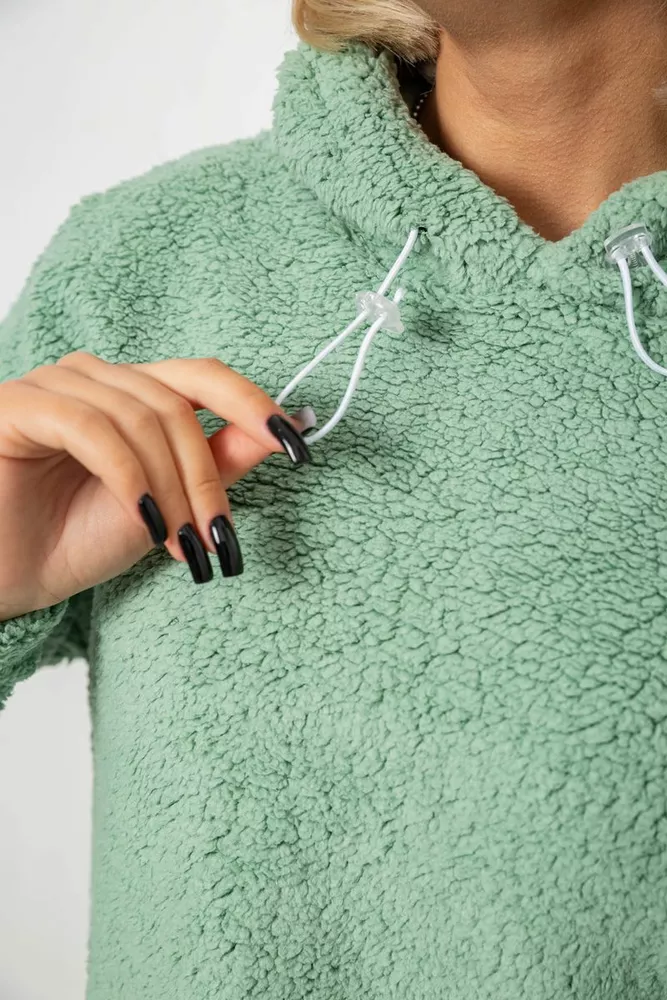 Купити Худі жіночий однотонний з капюшоном, колір оливковий, 257R14 - Фото №6