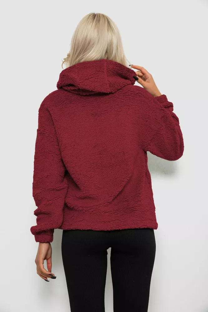 Купити Худі жіночий однотонний з капюшоном, колір бордовий, 257R14 - Фото №4