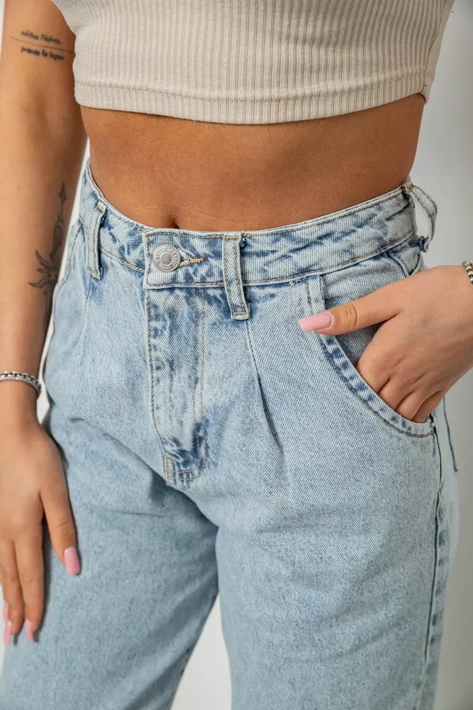 Купить Джинсы женские однотонные Mom 244R18486S21, цвет Голубой - Фото №5