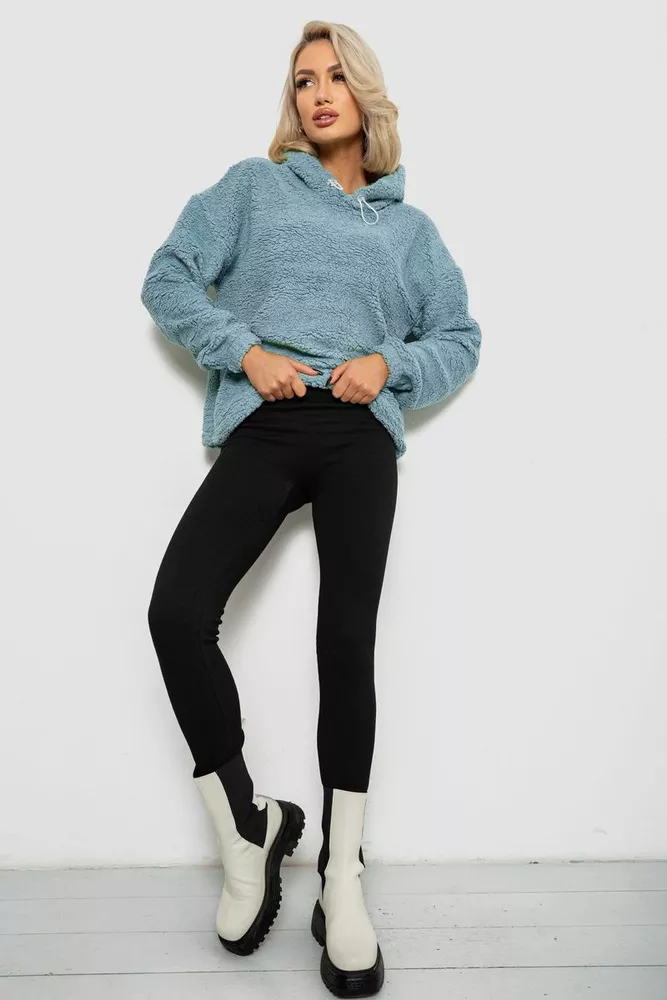Купити Худі жіночий однотонний з капюшоном, колір блакитний, 257R14 - Фото №2