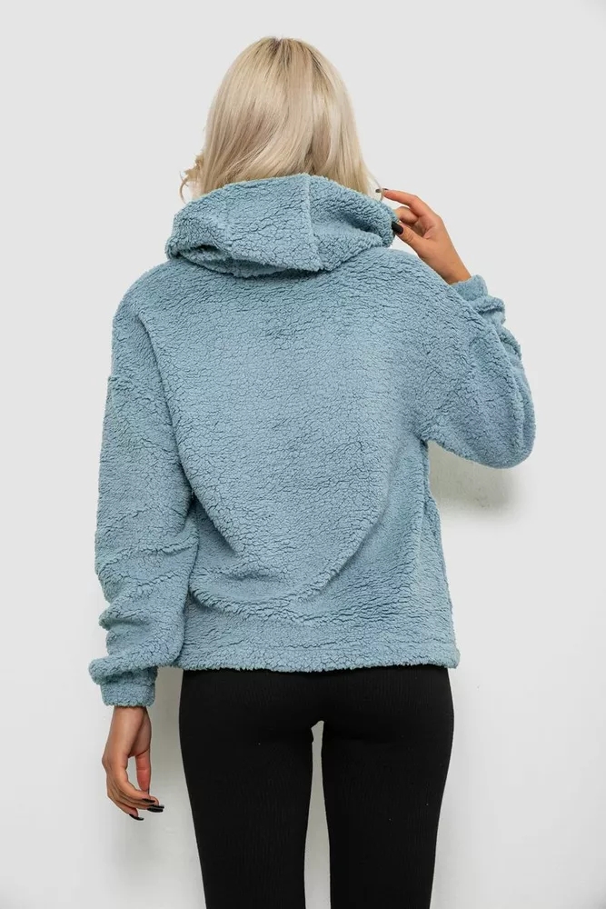 Купити Худі жіночий однотонний з капюшоном, колір блакитний, 257R14 - Фото №4