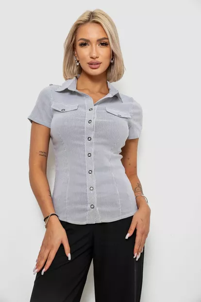 Рубашка классическая в полоску  -уценка, цвет светло-серый, 230R667-U-92