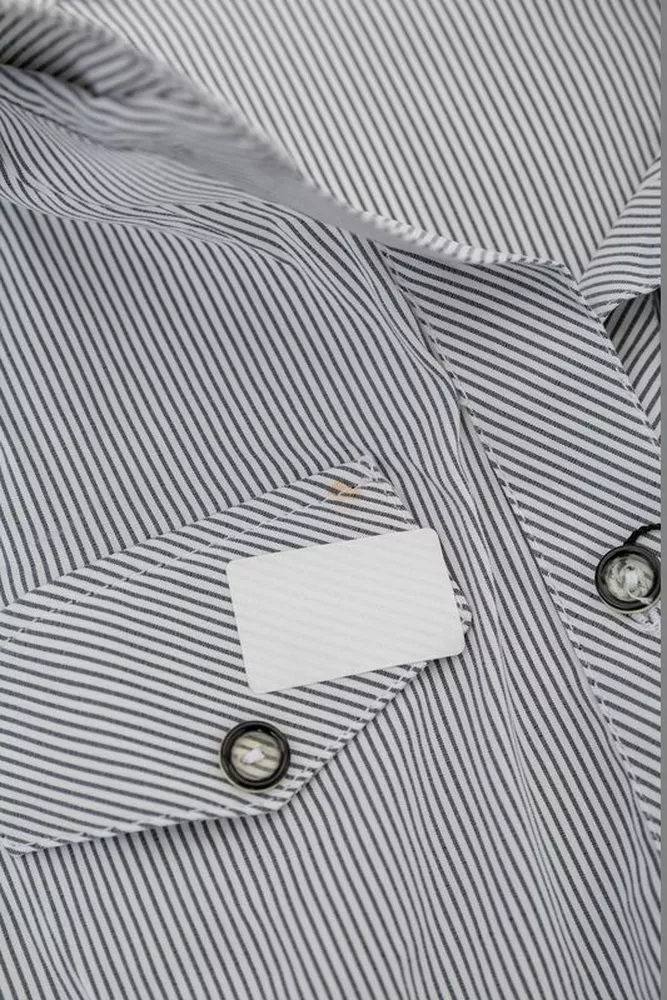 Купить Рубашка классическая в полоску  -уценка, цвет светло-серый, 230R667-U-92 оптом - Фото №6