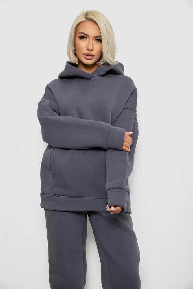 Купить Спортивный костюм женский на флисе, цвет серый, 247R2012 - Фото №2