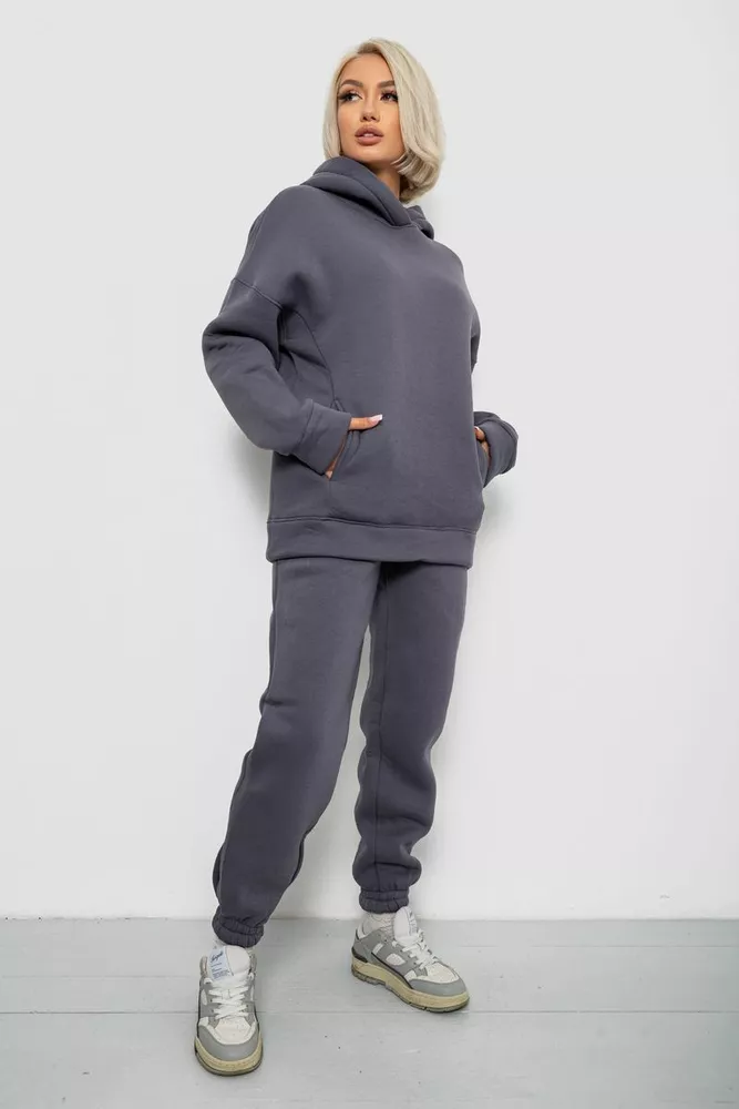 Купить Спортивный костюм женский на флисе, цвет серый, 247R2012 - Фото №3