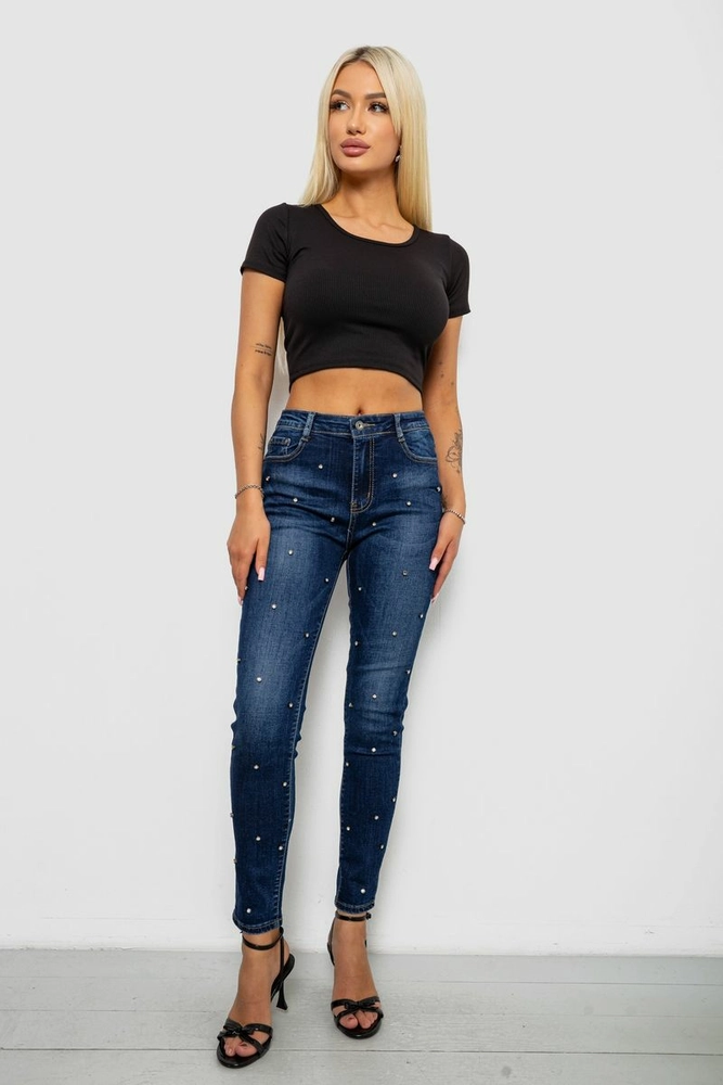 Купить Джинсы женские однотонные Skinny, цвет синий, 244RLY857 - Фото №2